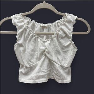 Brandy Melville White Ruffle Crop Tank